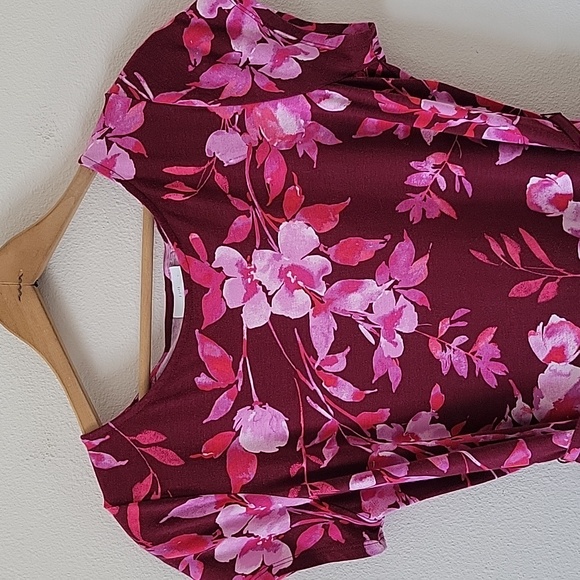 J Jill Magenta Floral Cotton Modal Maxi Dress Tassel Tie Size Small - Picture 3 of 10